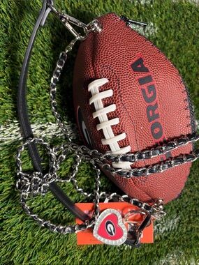 Bulldogs Red Mini Football Crossbody Bag with Heart Charm